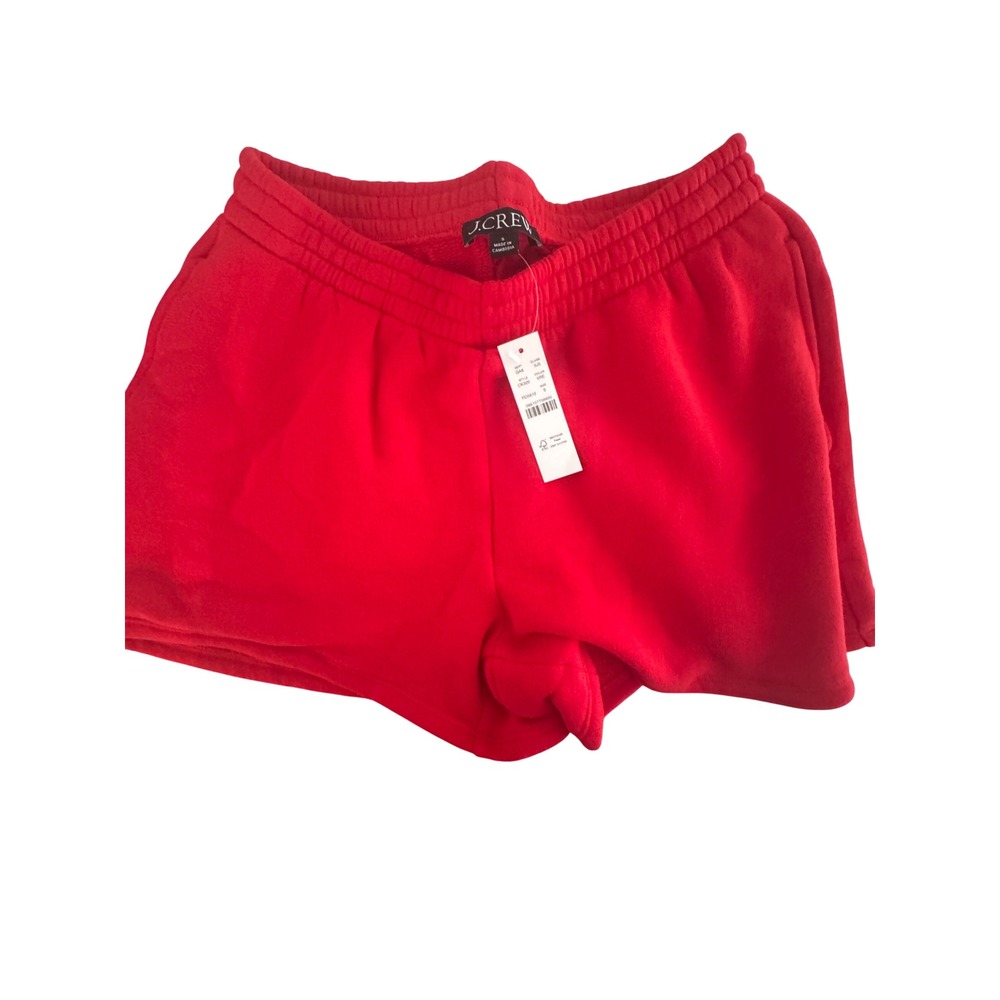 J.Crew Womens Red French Terry Sweatshorts Elastic Waist Pockets Size S